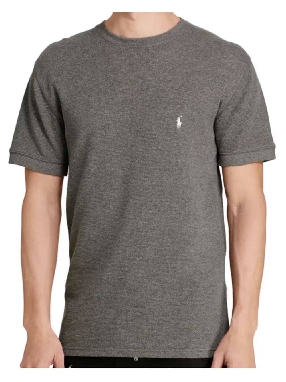 POLO Ralph Lauren Waffle Knit Short Sleeve Crew Neck Tee/Shirt, Charcoal Heather
